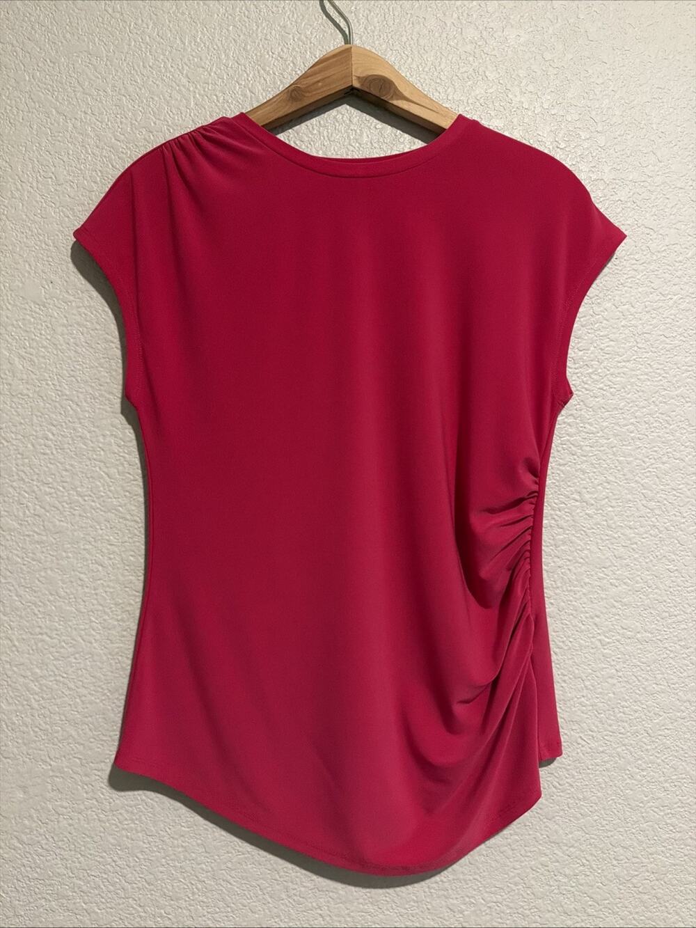 NEW Investments Top Blouse Jersey Modern Luxury Career Ruching Pink Elegant S